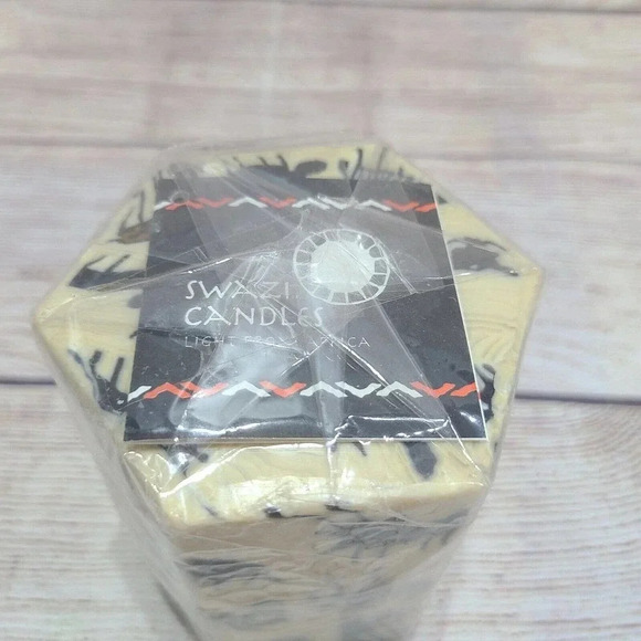 Swazi Candle Light From Africa Animal Print Hexagon Pillar Candle 4" New - Picture 2 of 6